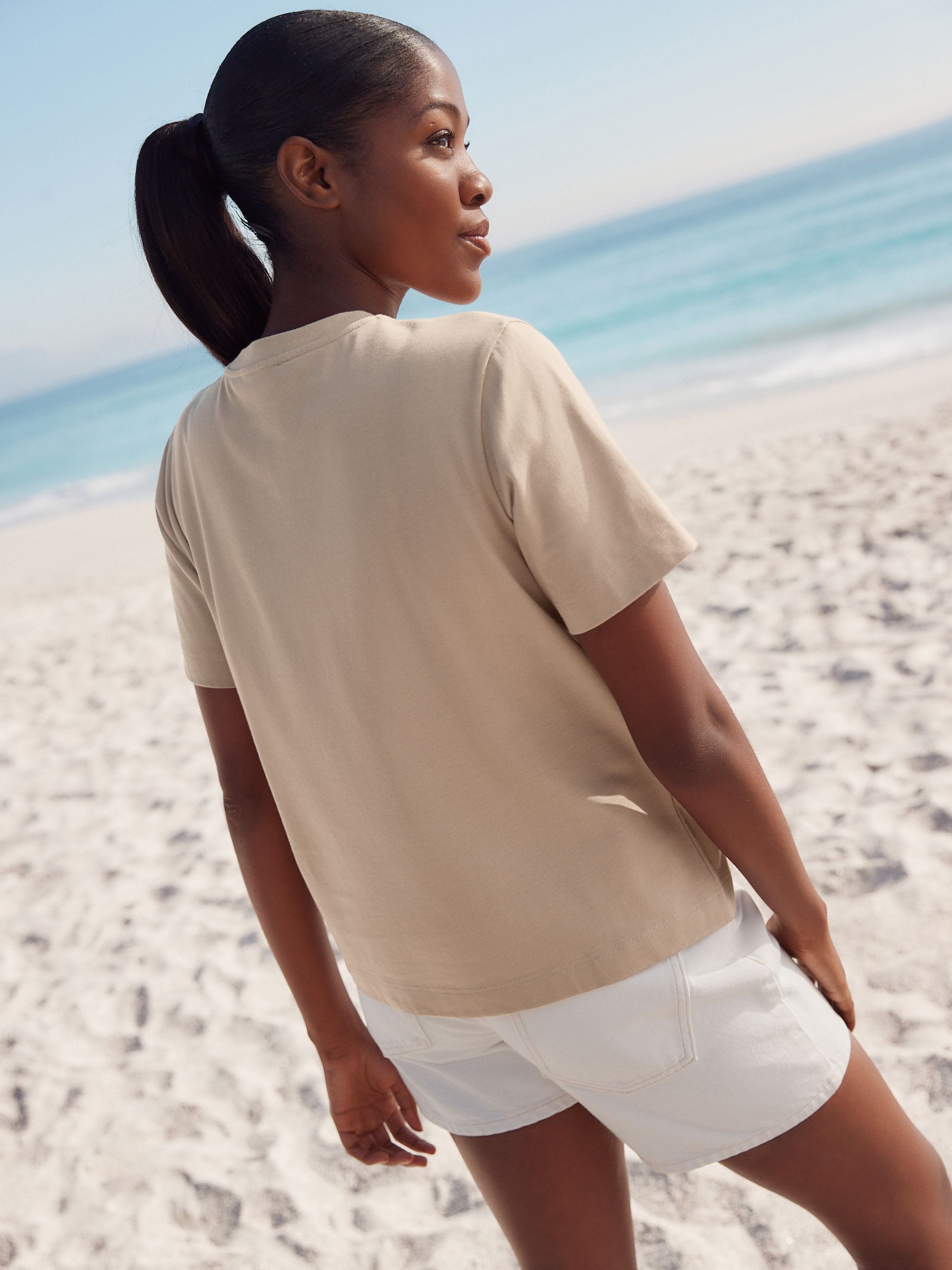 Buy Stone Short Sleeve Palm Tree Embellished 100% Cotton T