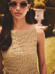 Khaki Green Textured Strappy Square Neck Top - Image 2 of 4