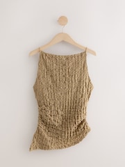 Khaki Green Textured Strappy Square Neck Top - Image 5 of 7