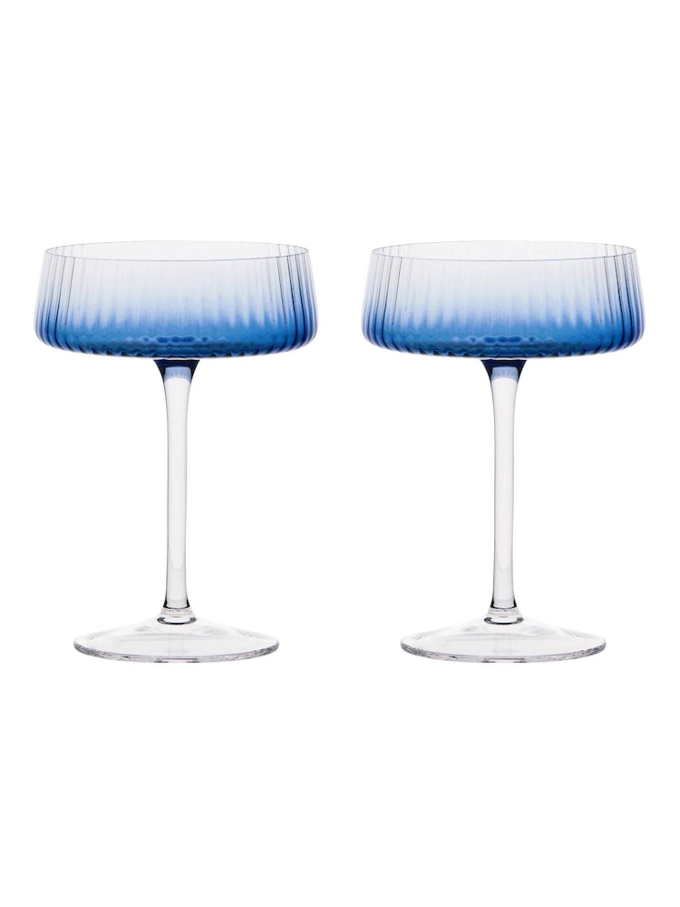 Anton Studio Designs Blue Set of 2 Empire Champagne Set of 2 Champagne Saucers Saucers - Image 2 of 4
