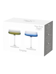 Anton Studio Designs Blue Set of 2 Empire Champagne Set of 2 Champagne Saucers Saucers - Image 4 of 4