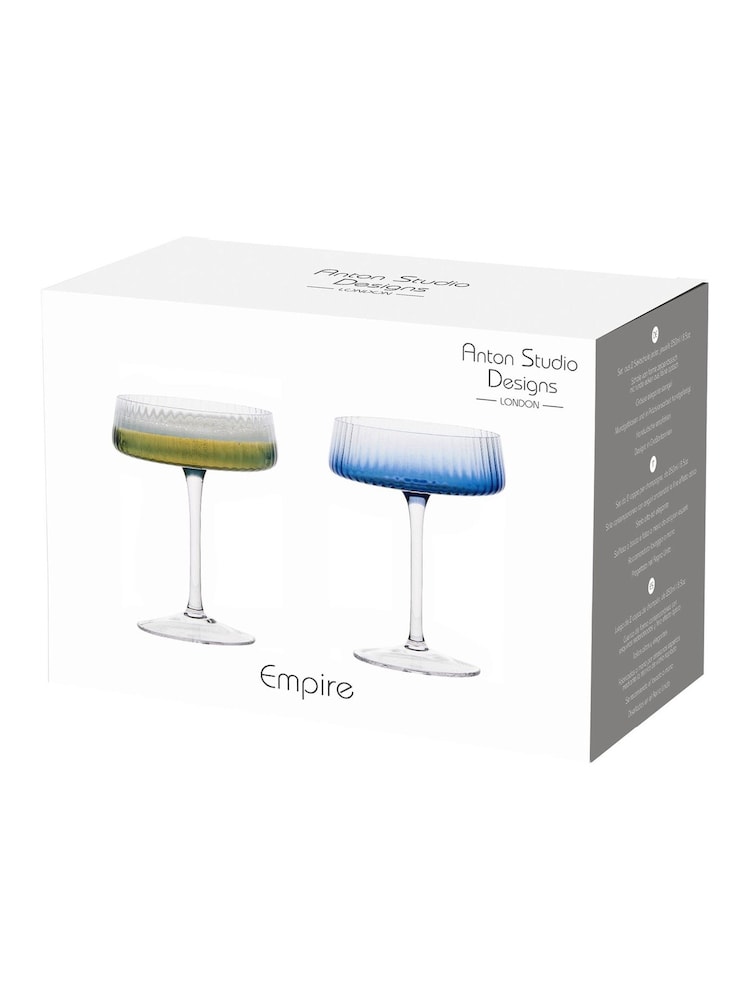 Anton Studio Designs Blue Set of 2 Empire Champagne Set of 2 Champagne Saucers Saucers - Image 4 of 4