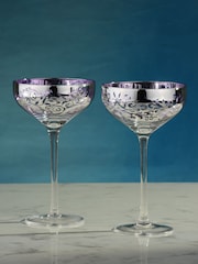 Artland Set of 2 Lilac Filigree Champagne Saucers - Image 1 of 3