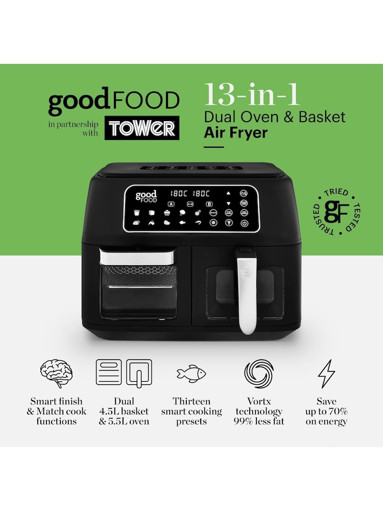 Good Food Black 10L 3-in-1 Oven Basket Air Fryer - Image 2 of 8