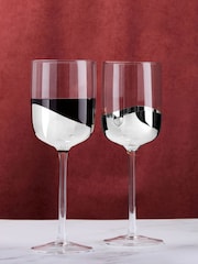 Anton Studio Designs Set of 2 Silver Wave Wine Glasses - Image 1 of 5