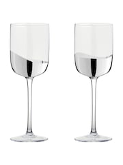 Anton Studio Designs Set of 2 Silver Wave Wine Glasses - Image 2 of 5