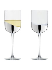 Anton Studio Designs Set of 2 Silver Wave Wine Glasses - Image 4 of 5