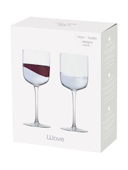 Anton Studio Designs Set of 2 Silver Wave Wine Glasses - Image 5 of 5