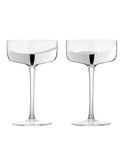 Anton Studio Designs Set of 2 Silver Wave Champagne Saucers - Image 2 of 4