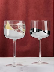 Anton Studio Designs Set of 2 Silver Wave Gin Glasses - Image 1 of 4