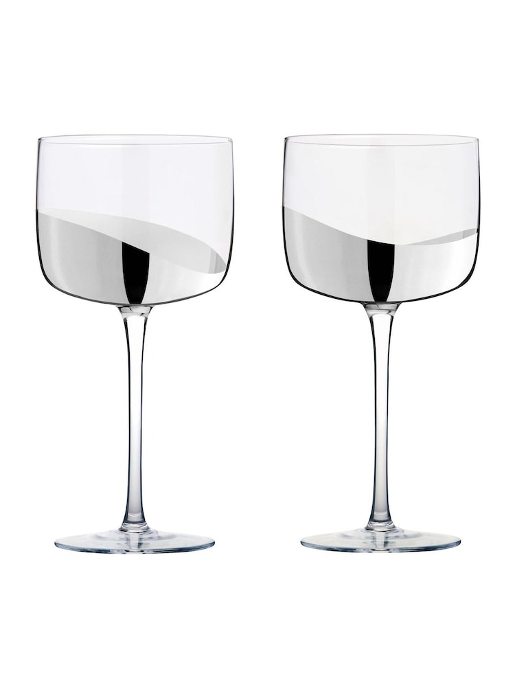 Anton Studio Designs Set of 2 Silver Wave Gin Glasses - Image 2 of 4