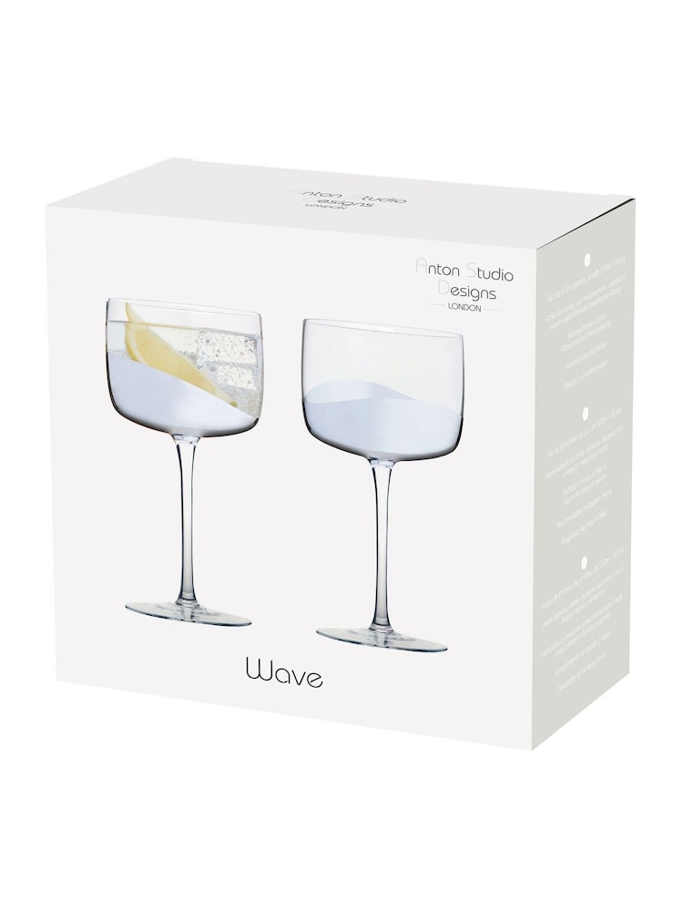 Anton Studio Designs Set of 2 Silver Wave Gin Glasses - Image 4 of 4
