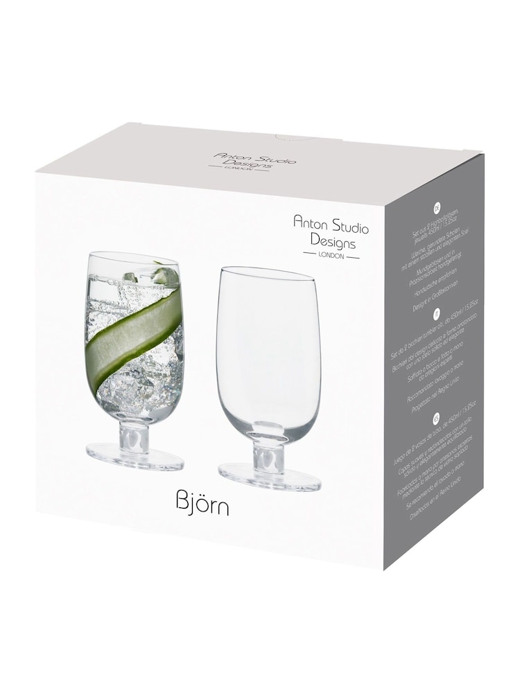 Anton Studio Designs Set of 2 White Björn High Ball Tumblers - Image 3 of 5