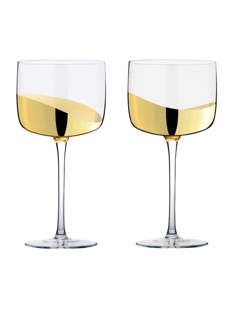 Anton Studio Designs Set of 2 Gold Wave Gin Glasses - Image 2 of 4