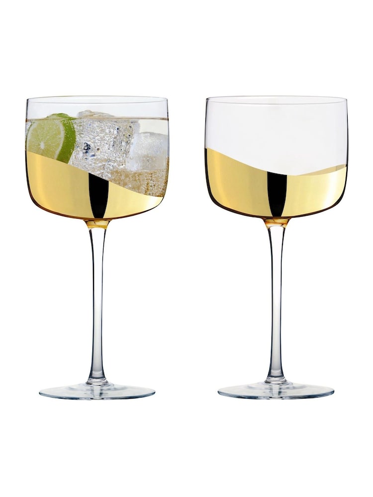 Anton Studio Designs Set of 2 Gold Wave Gin Glasses - Image 3 of 4