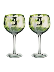 Artland Set of 2 Green Tropical Leaves Gin Glasses - Image 2 of 2
