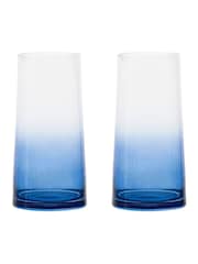 Anton Studio Designs Set of 2 Blue Empire DOF Set of 2 Tall Tumbler Glasses - Image 2 of 4