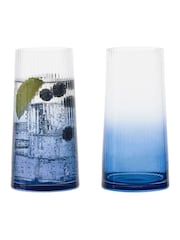 Anton Studio Designs Set of 2 Blue Empire DOF Set of 2 Tall Tumbler Glasses - Image 3 of 4