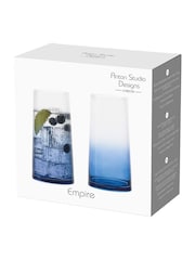 Anton Studio Designs Set of 2 Blue Empire DOF Set of 2 Tall Tumbler Glasses - Image 4 of 4