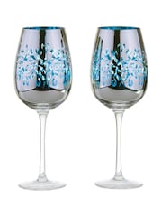 Artland Set of 2 Blue Filigree Wine Glasses - Image 2 of 3
