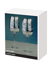 Artland Set of 2 Blue Filigree Wine Glasses - Image 3 of 3