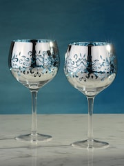 Artland Set of 2 Blue Filigree Gin Glasses - Image 1 of 3