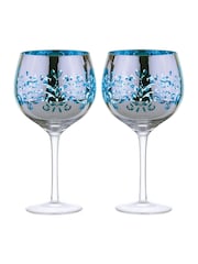 Artland Set of 2 Blue Filigree Gin Glasses - Image 2 of 3