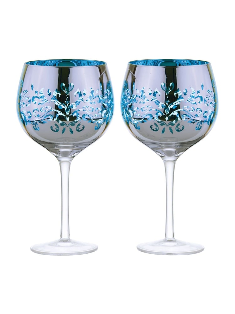 Artland Set of 2 Blue Filigree Gin Glasses - Image 2 of 3