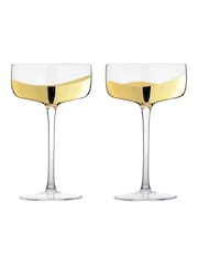 Anton Studio Designs Set of 2 Gold Tone Wave Champagne Saucers - Image 2 of 4