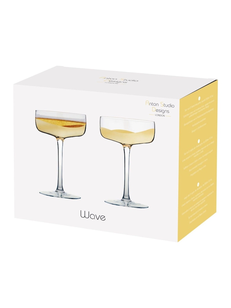 Anton Studio Designs Set of 2 Gold Tone Wave Champagne Saucers - Image 4 of 4
