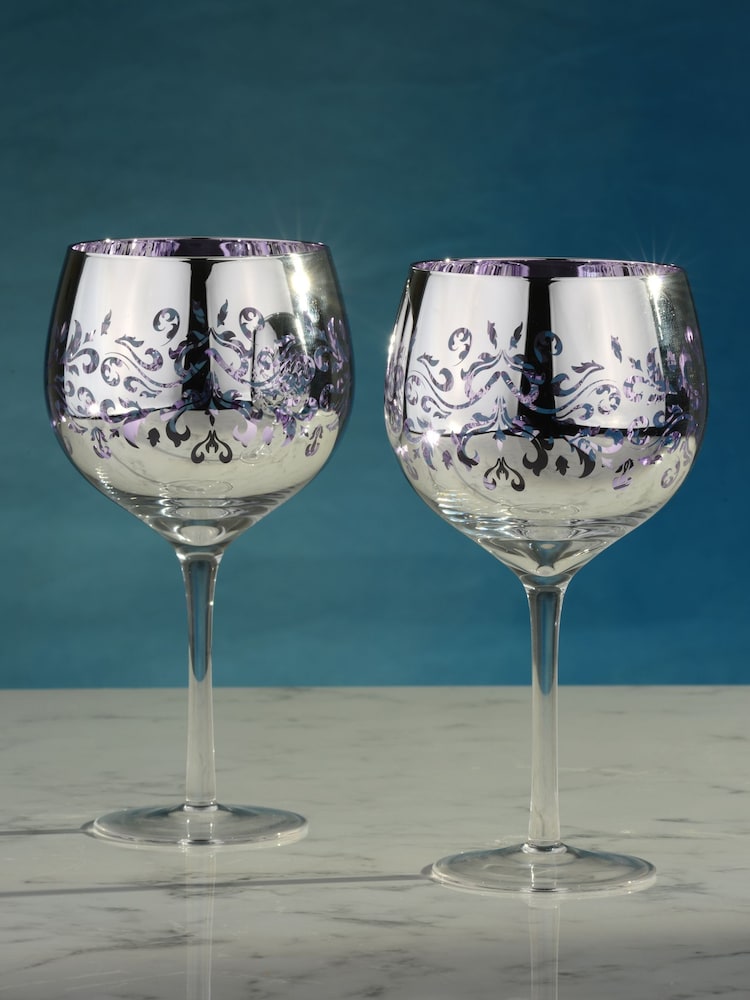 Artland Set of 2 Lilac Filigree Gin Glasses - Image 1 of 3