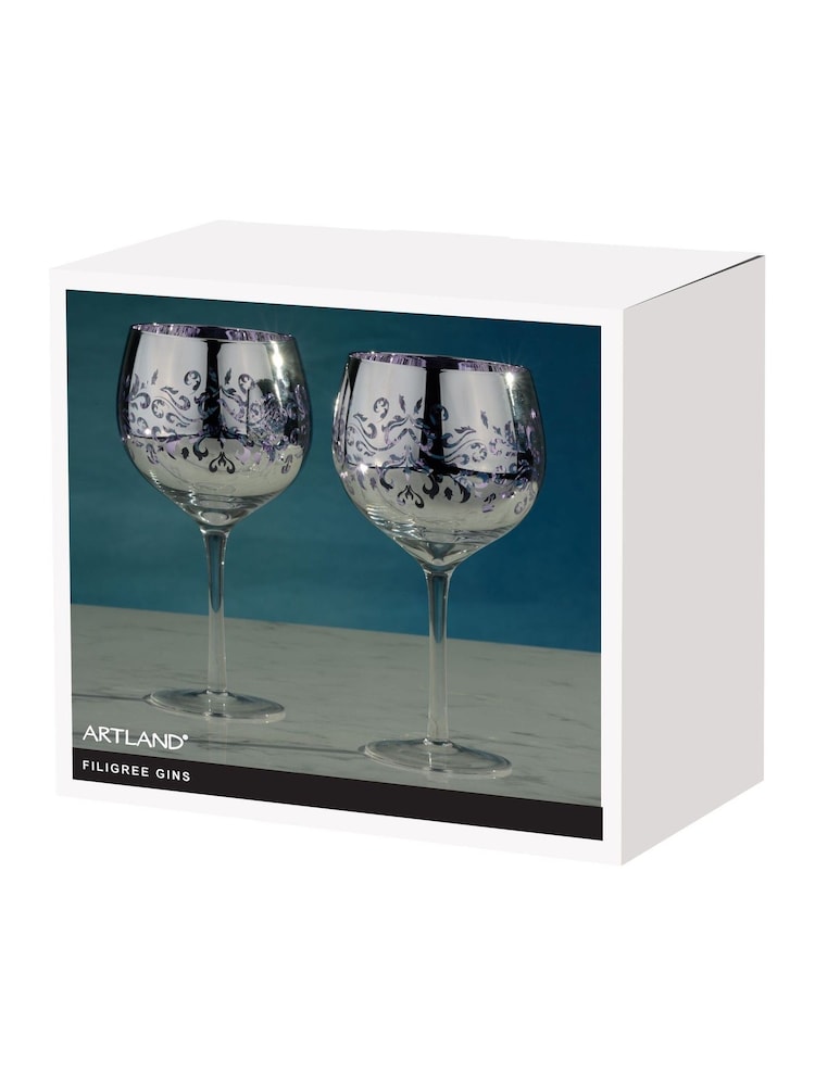 Artland Set of 2 Lilac Filigree Gin Glasses - Image 3 of 3