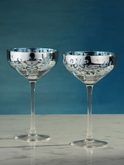 Artland Set of 2 Blue Filigree Champagne Saucers - Image 1 of 3