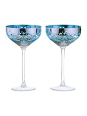 Artland Set of 2 Blue Filigree Champagne Saucers - Image 2 of 3