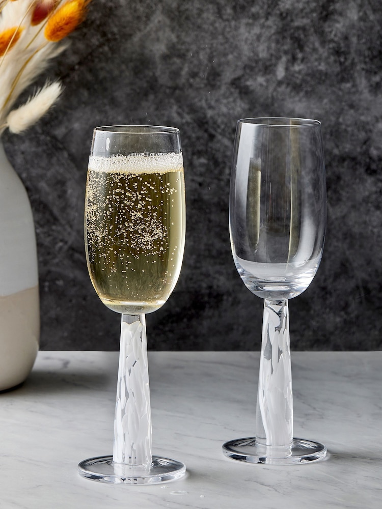 Anton Studio Designs Set of 2 White Björn Champagne Flutes - Image 1 of 4