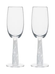 Anton Studio Designs Set of 2 White Björn Champagne Flutes - Image 2 of 4