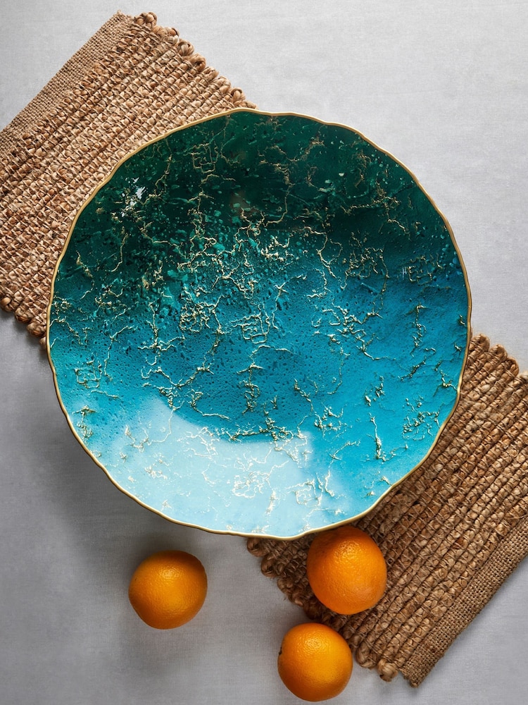 Anton Studio Designs Turquoise Marbled Lagoon Bowl - Image 1 of 4