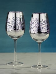 Artland Set of 2 Lilac Filigree Wine Glasses - Image 1 of 3