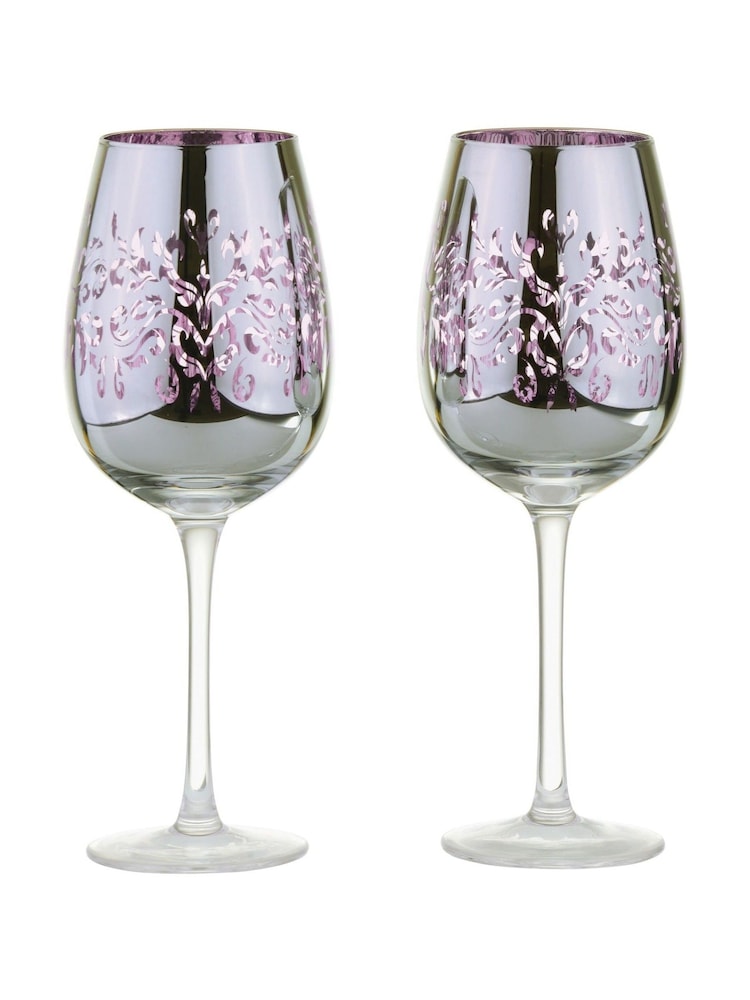 Artland Set of 2 Lilac Filigree Wine Glasses - Image 2 of 3