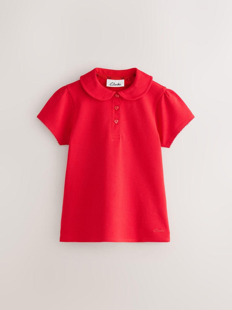 Clarks Red Short Sleeve School polo Shirts 2 Pack - Image 2 of 5