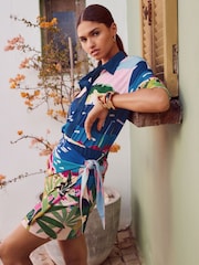 Multicolour Scenic Printed Holiday Wrap Mini Skirt - Image 1 of 8