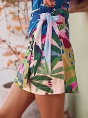 Multicolour Scenic Printed Holiday Wrap Mini Skirt - Image 5 of 8