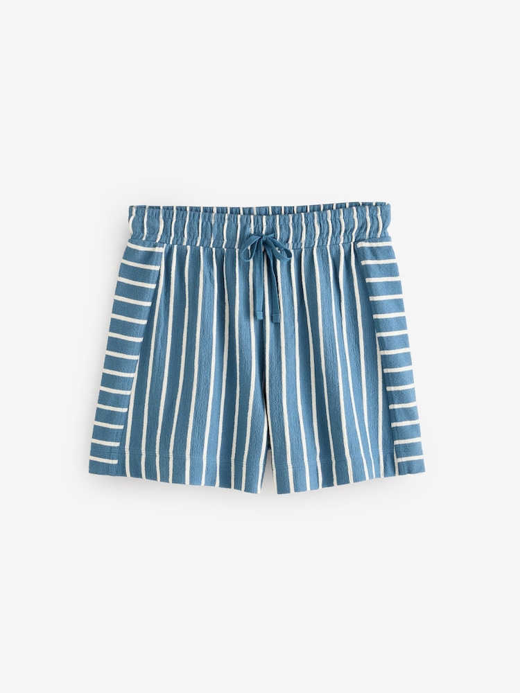 Blau/Weiß - Frottee-Shorts mit Streifen 100 % Baumwolle - Image 6 of 8