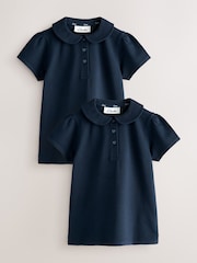 Clarks Navy Short Sleeve School polo Shirts 2 Pack - Image 1 of 6