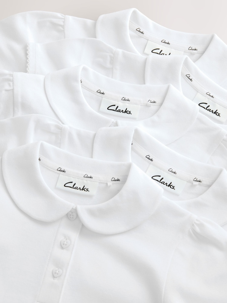 Clarks White Girls Short Sleeve School Shirts 5 Pack - Image 5 of 5 Clarks White Girls Short Sleeve School Shirts 5 Pack - Image 5 of 5