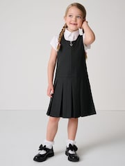 Clarks Black Girls Zip Front Pleated School Pinafore - Image 1 of 12