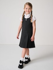 Clarks Black Girls Zip Front Pleated School Pinafore - Image 2 of 12