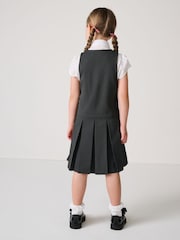 Clarks Black Girls Zip Front Pleated School Pinafore - Image 3 of 12