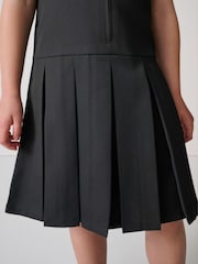 Clarks Black Girls Zip Front Pleated School Pinafore - Image 6 of 12