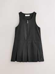 Clarks Black Girls Zip Front Pleated School Pinafore - Image 8 of 12